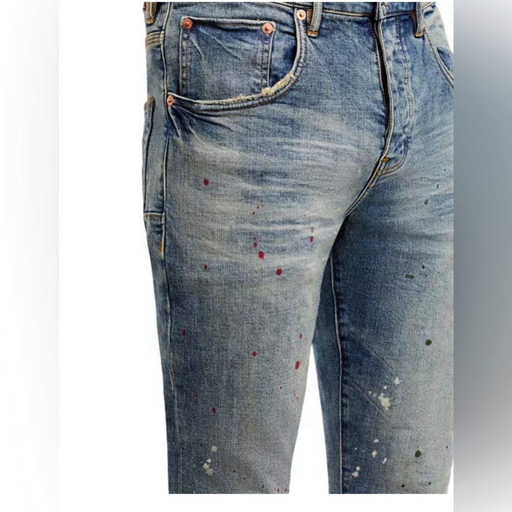 Purple Brand
Spotted Indigo Jeans Dropped fit mid rise slim Leg size33 NWT